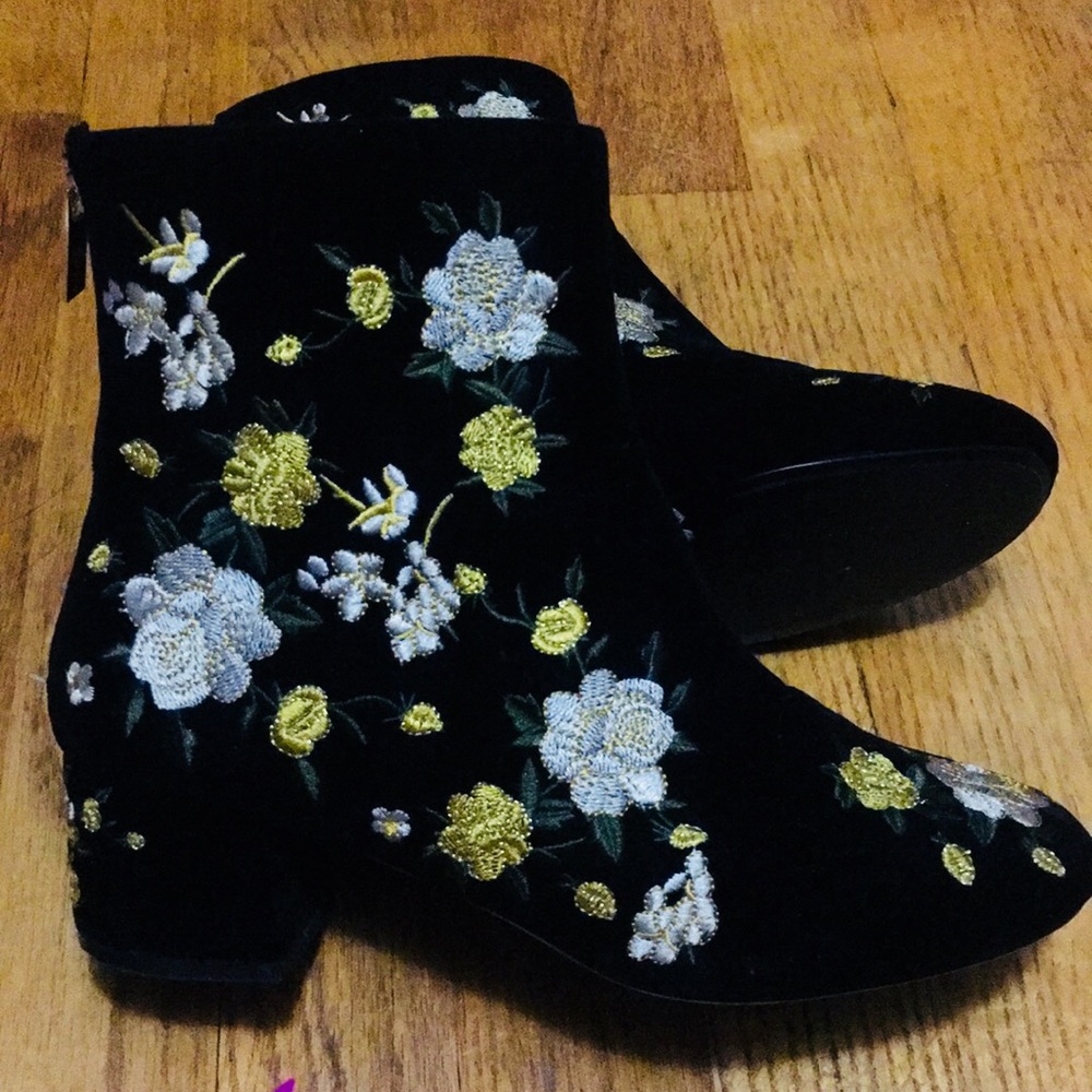 Topshop Floral Embroidered Booties